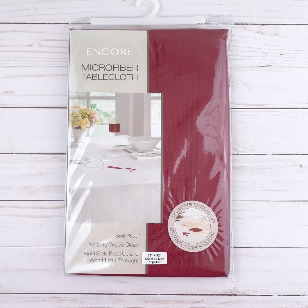 Fabric Tablecloth Microfiber 52x52 Square Easy Care Wine
